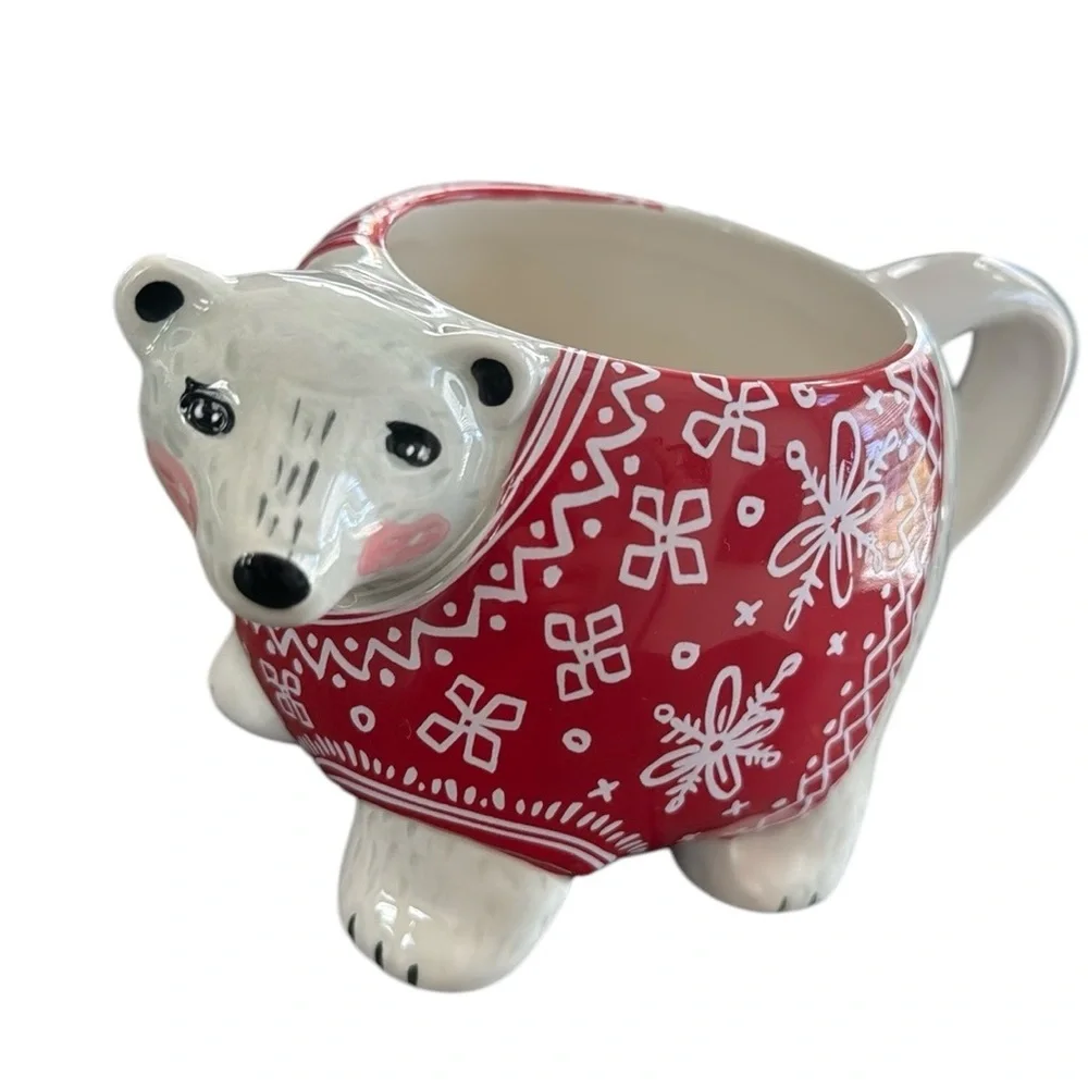 Tag Polar Bear In Red Sweater Ceramic  Coffee Mug 12 Oz.